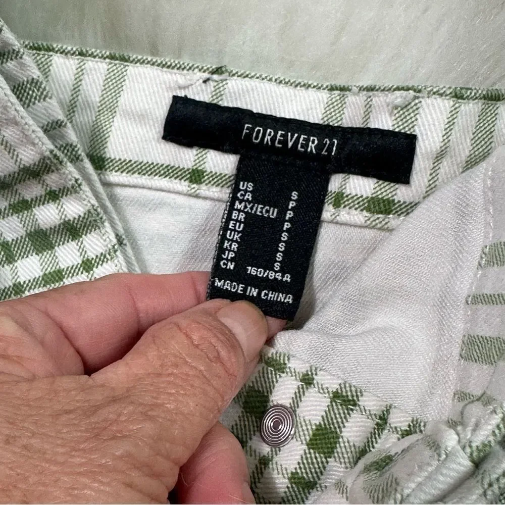 Forever 21 Green Plaid One Shoulder Dress
